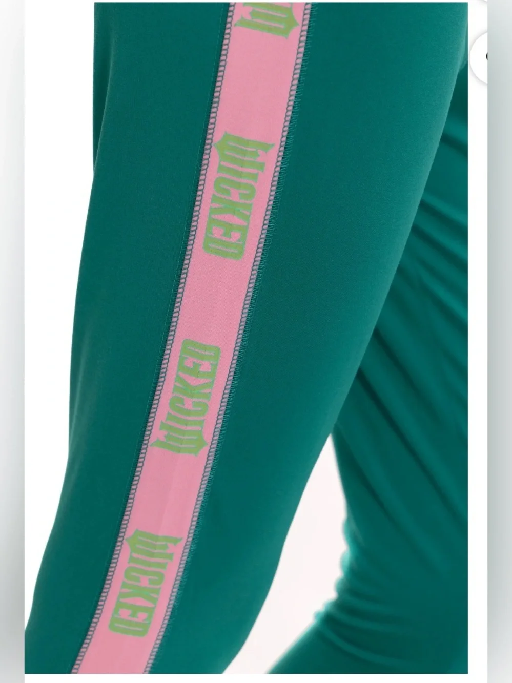 NWT-Girls 7/8 Wicked logo Green Track Leggings with Pink Logo Stripe